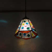 【照明】ステンドグラス、ペンダントライト,６面体ナギットのサムネイル