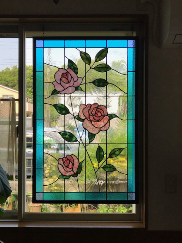 ステンドグラス窓、薔薇、画像