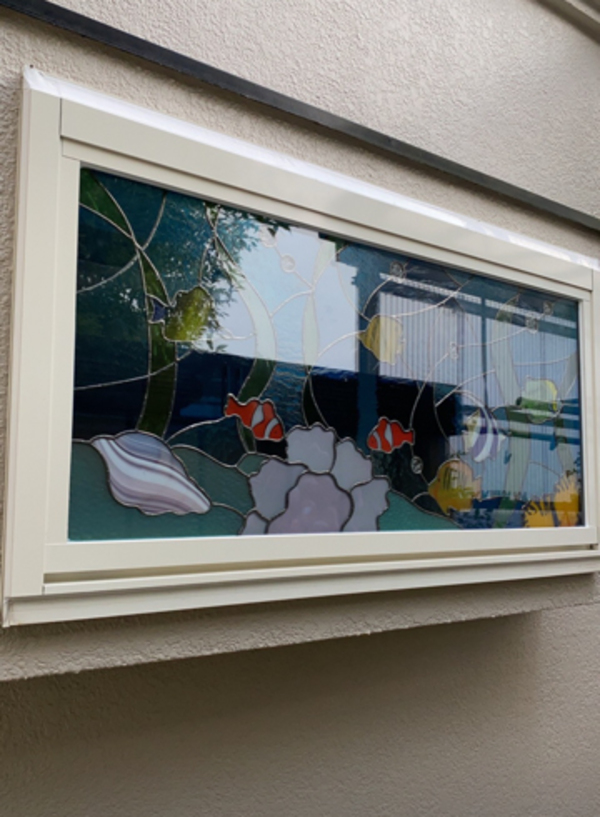 ステンドグラス窓、熱帯魚、画像、パネル | ステンドグラスオーダー