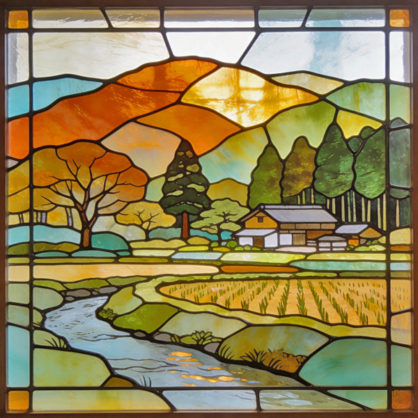 里山の風景のパネル　イメージ画